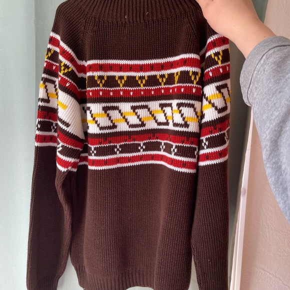 Vintage JC PENNYS 1980s Knit Mock Neck Sweater brown boys large - Picture 4 of 5